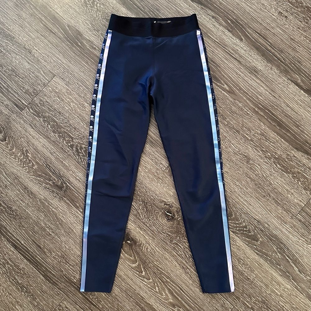 ultracor Navy Blue Leggings with Side Stripes
